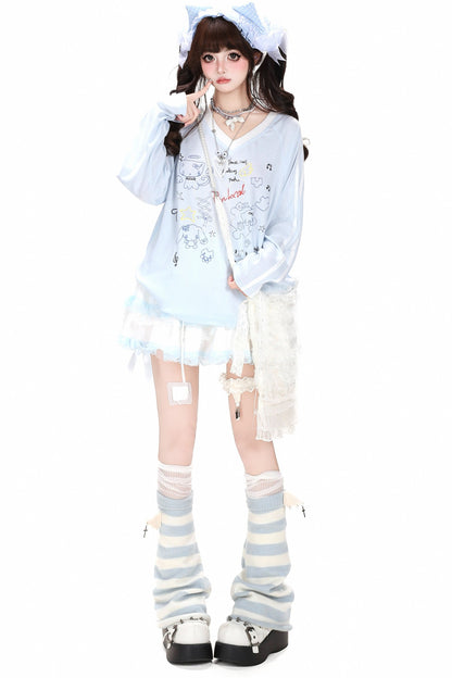 V-Neck Raglan Long-Sleeved Cover-Up