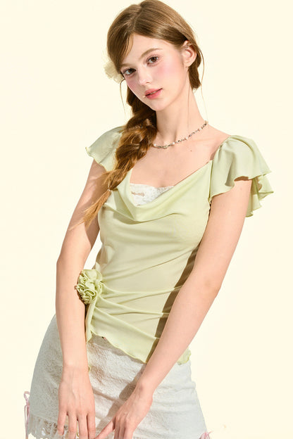 top rosa verde menta