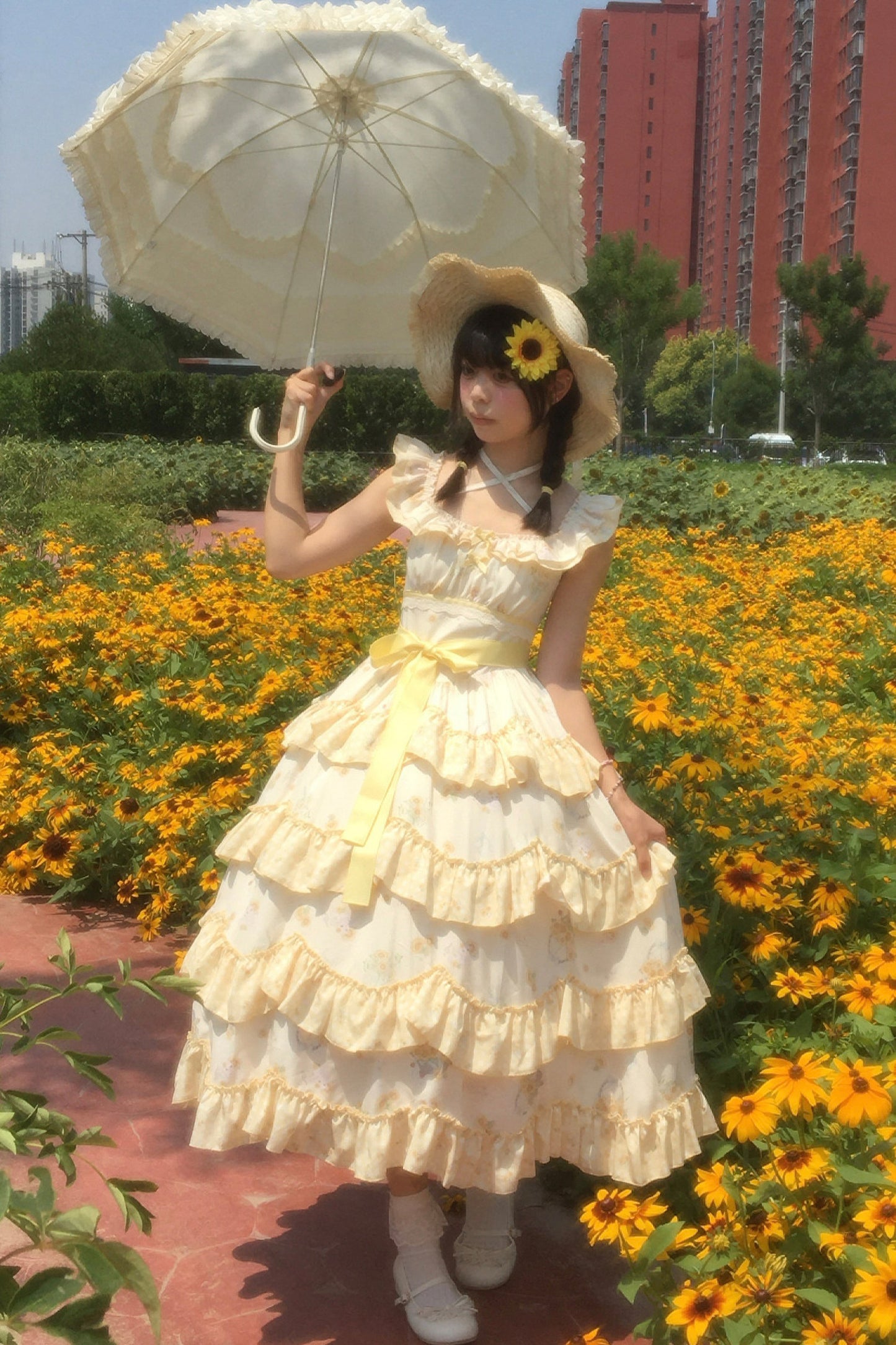 Sunflower Garden Ruffle Dress Set