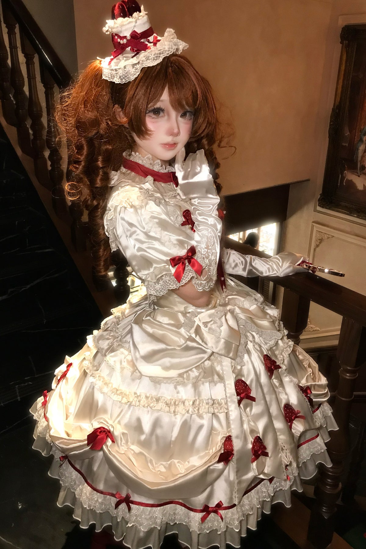 Strawberry Satin Embellished One-Piece Dress