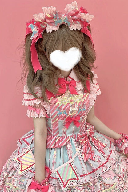 Amusement Park Jsk Suspender Dress and Shirt Set-Up