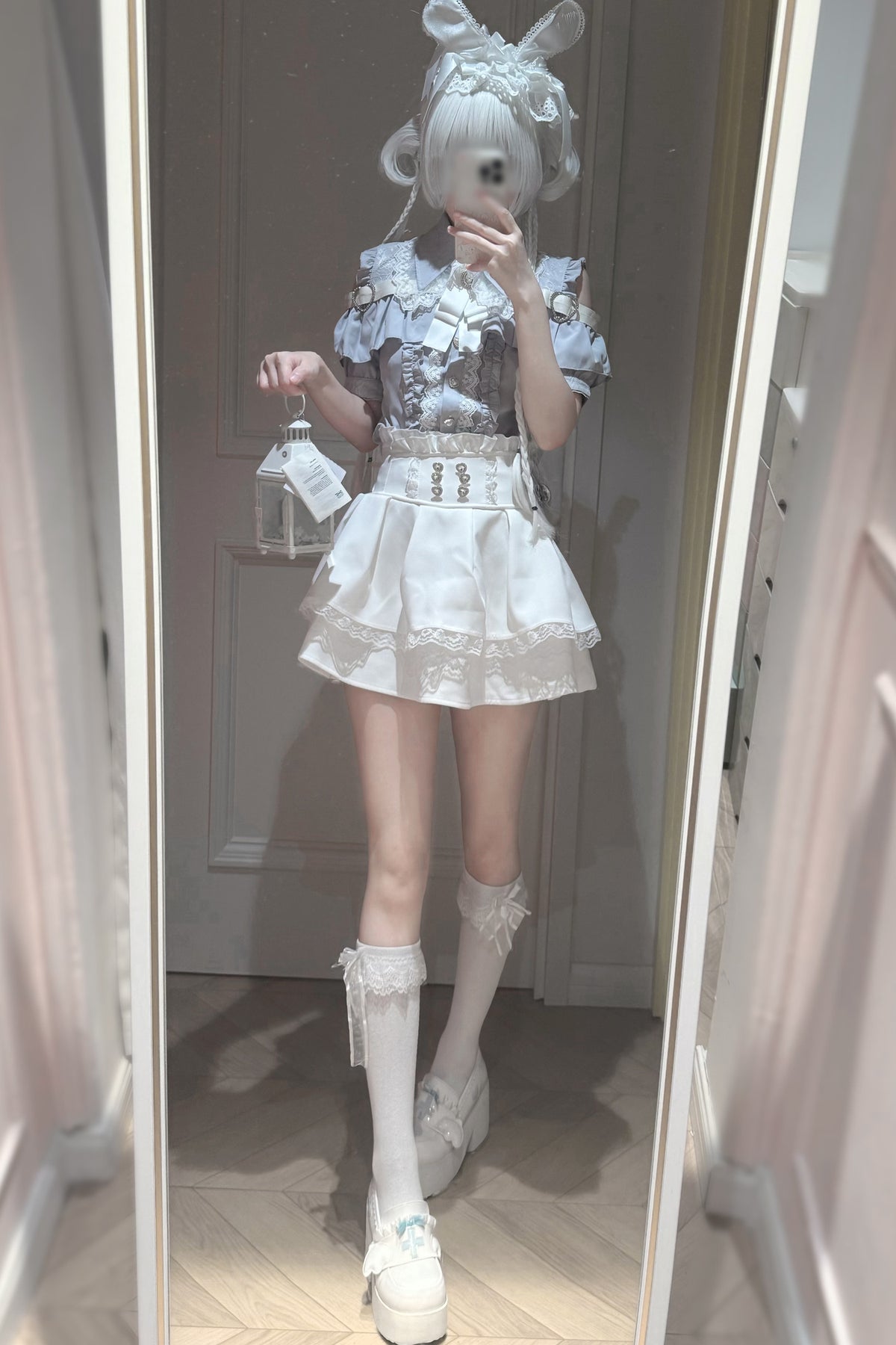 Cherry Short-Sleeve Shirt and Skirt Set-Up