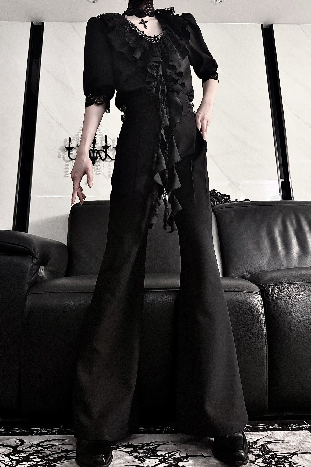High-Waisted Slightly Flared Dress Pants