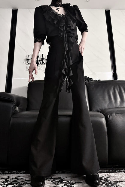High-Waisted Slightly Flared Dress Pants