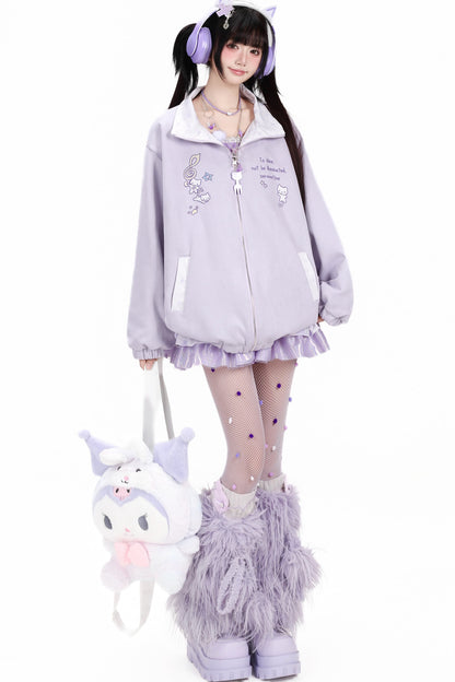 Reversible Cat Polka Dot Suede Jacket