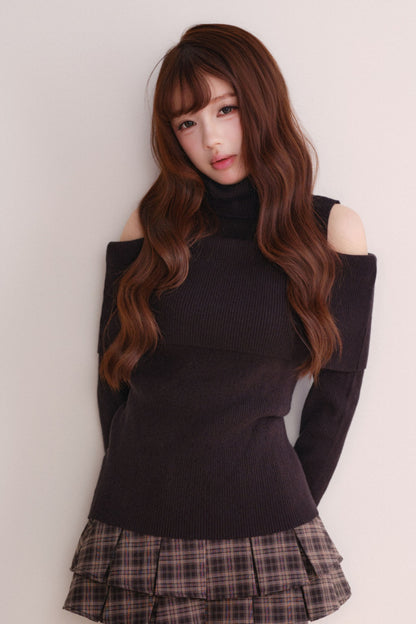 Off-Shoulder Shawl Pullover Sweater