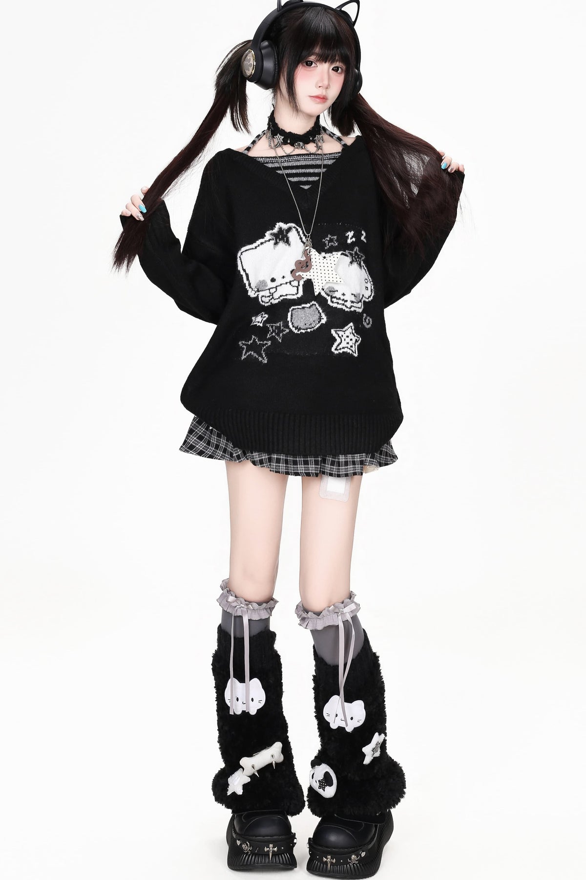 Striped Cat Knit Sweater