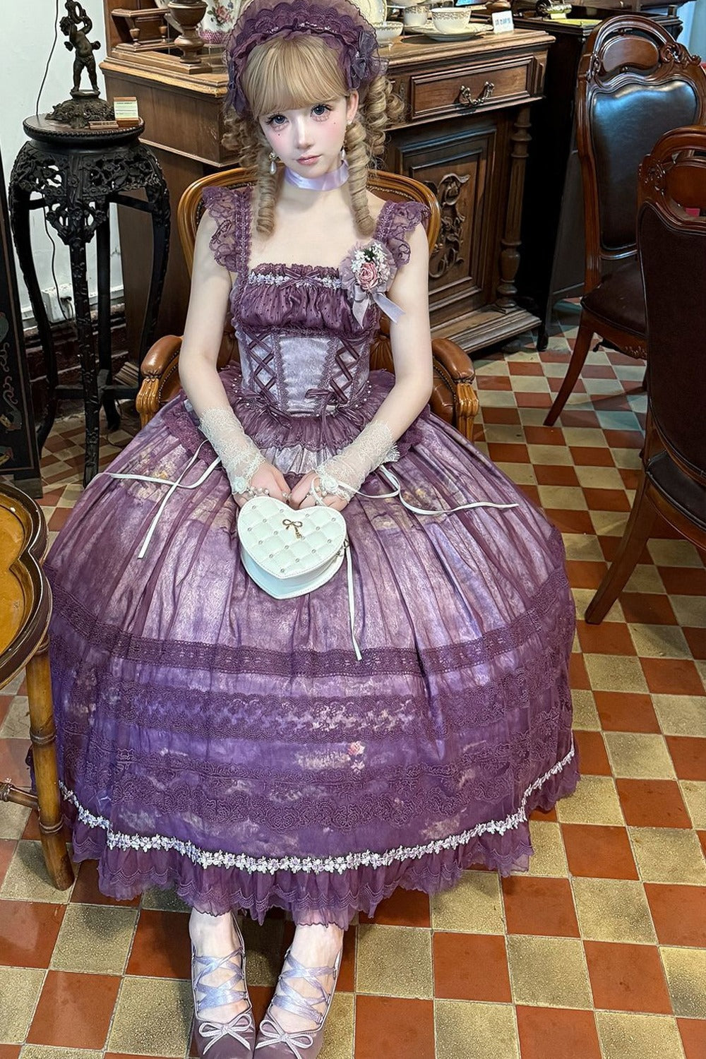 Misty Grape Garden Lolita Cami and Skirt Set-Up