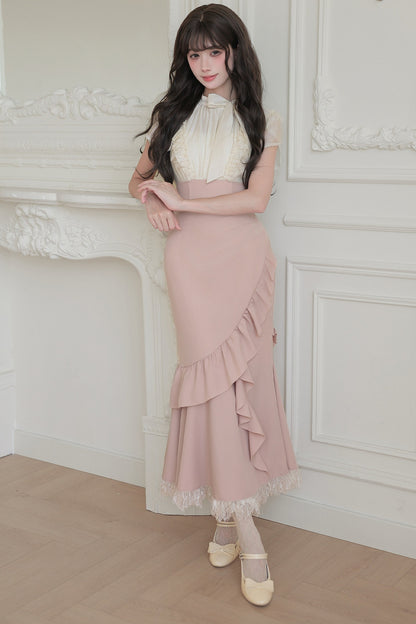 Blush Corset Ruffle Dress