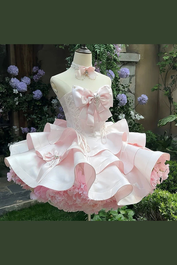【5月28日予約締切】バレエコアピンクリボンフリルレイヤードプリンセスドレス＋ドレスセット1/2/3＋コンプリートセット1/2