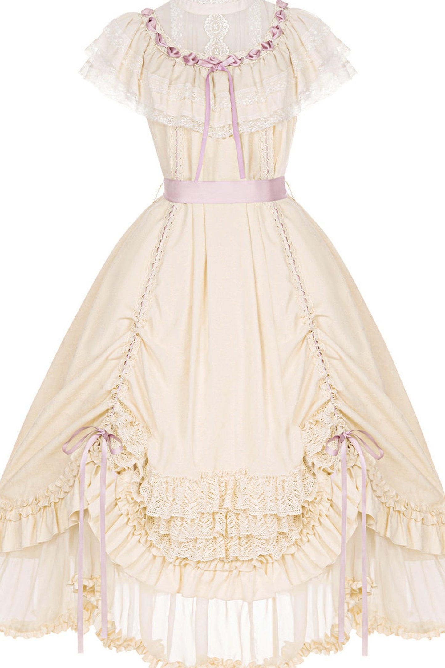 Milchtee-rosa Lolita-Kleid mit Puppen-Rüschen