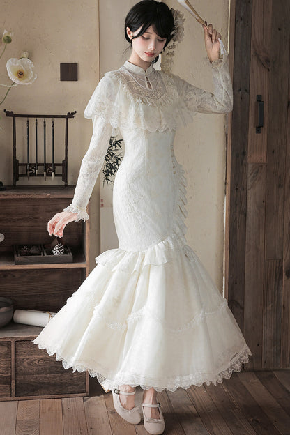 Embroidered Fishtail Qipao Dress