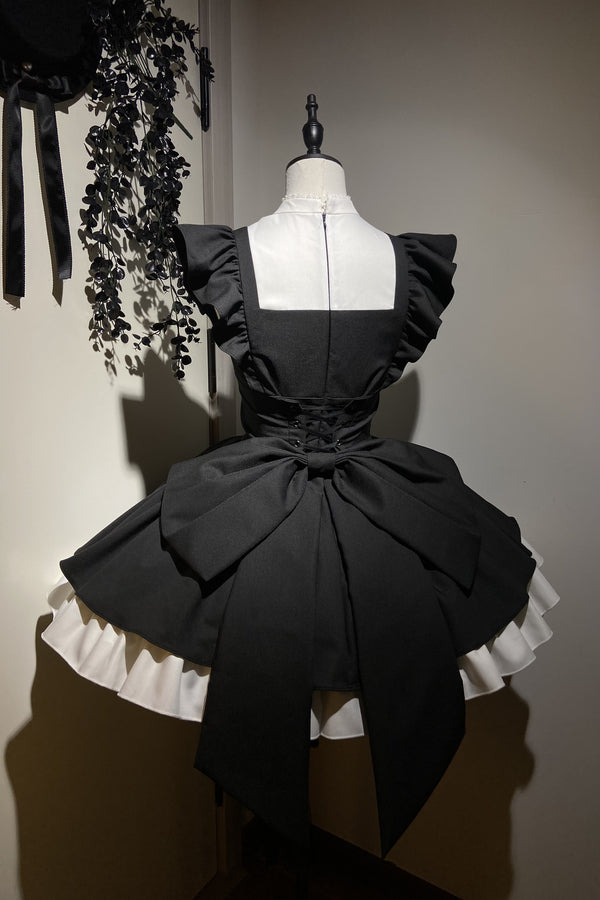 Black Ruffle Sleeve Dress Set-Up