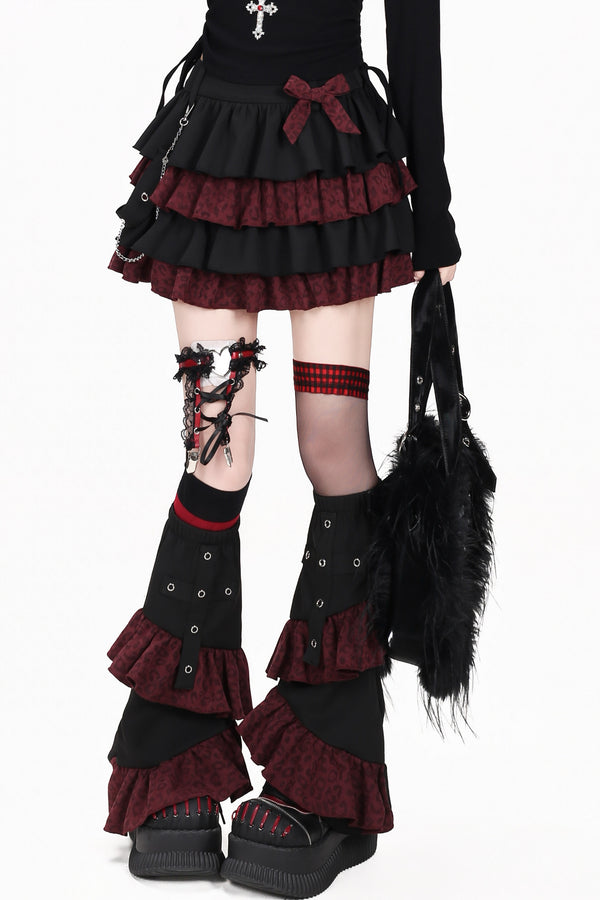 Layered-Look Halter Long-Sleeve Top and Skirt Set-Up
