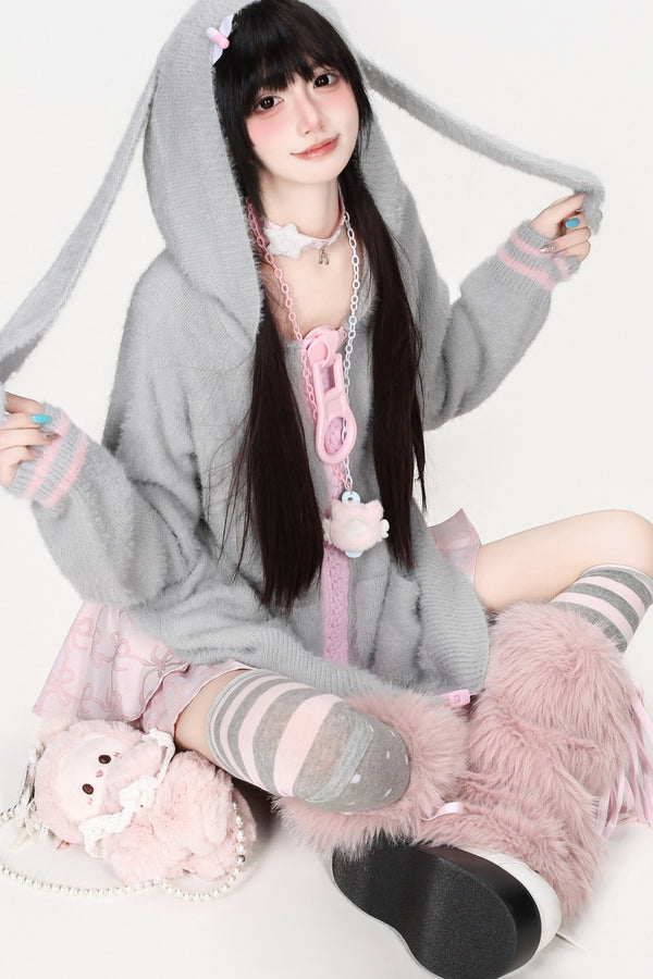 Bunny Ear Mohair Knit Jacket