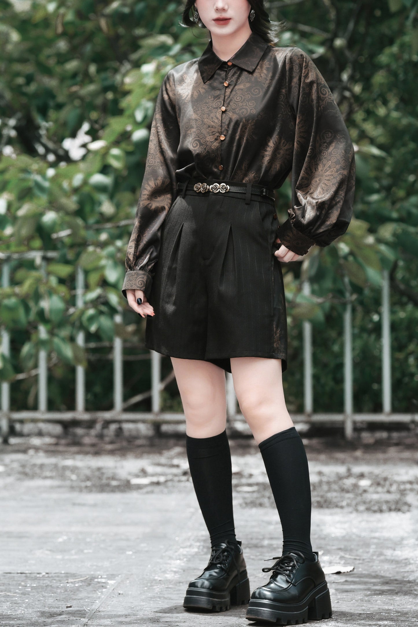 Short taille haute patchwork mandala