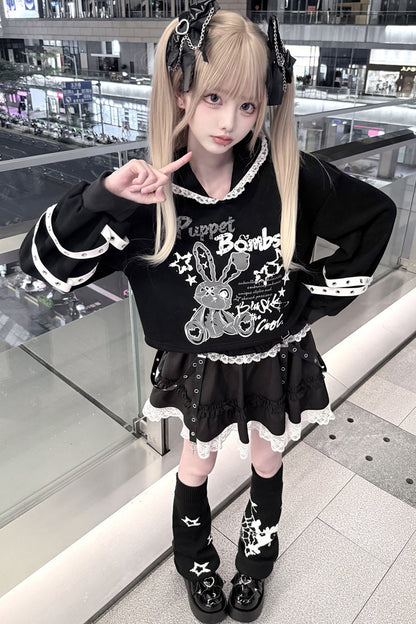 Long Eared Rabbit Sweatshirt And Cake Skirt Set-Up
