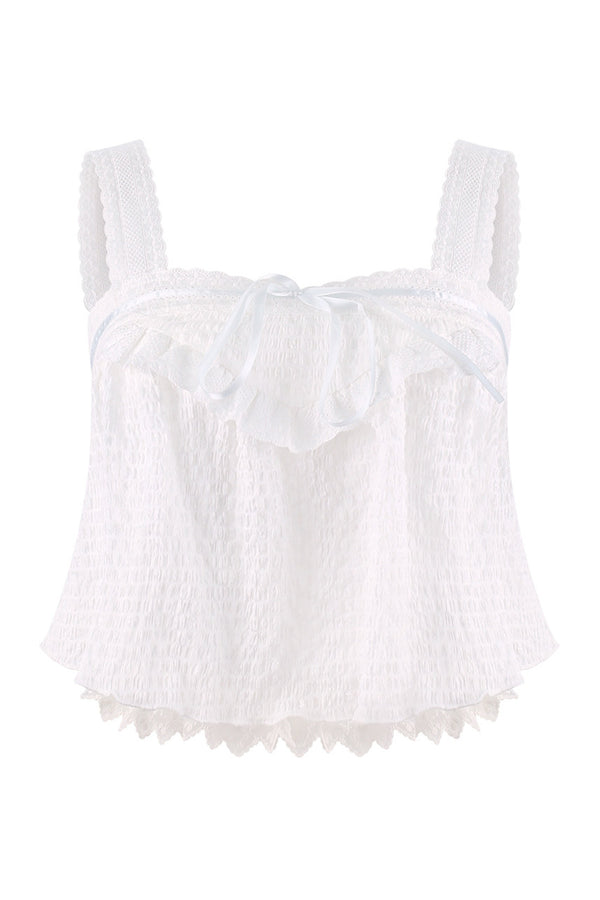 White Camisole Top and Blue Pants Set-Up