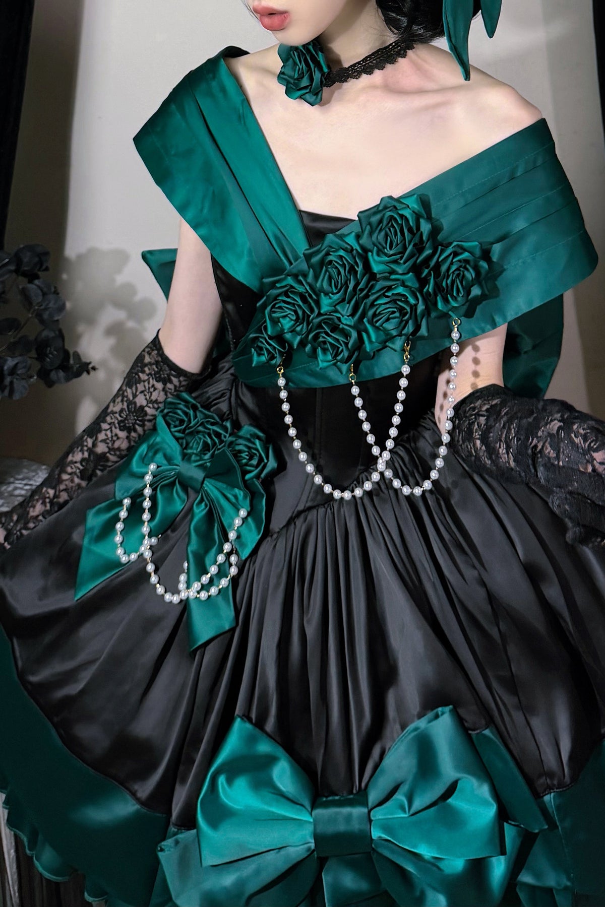 Dark Green Rose Lolita Dress
