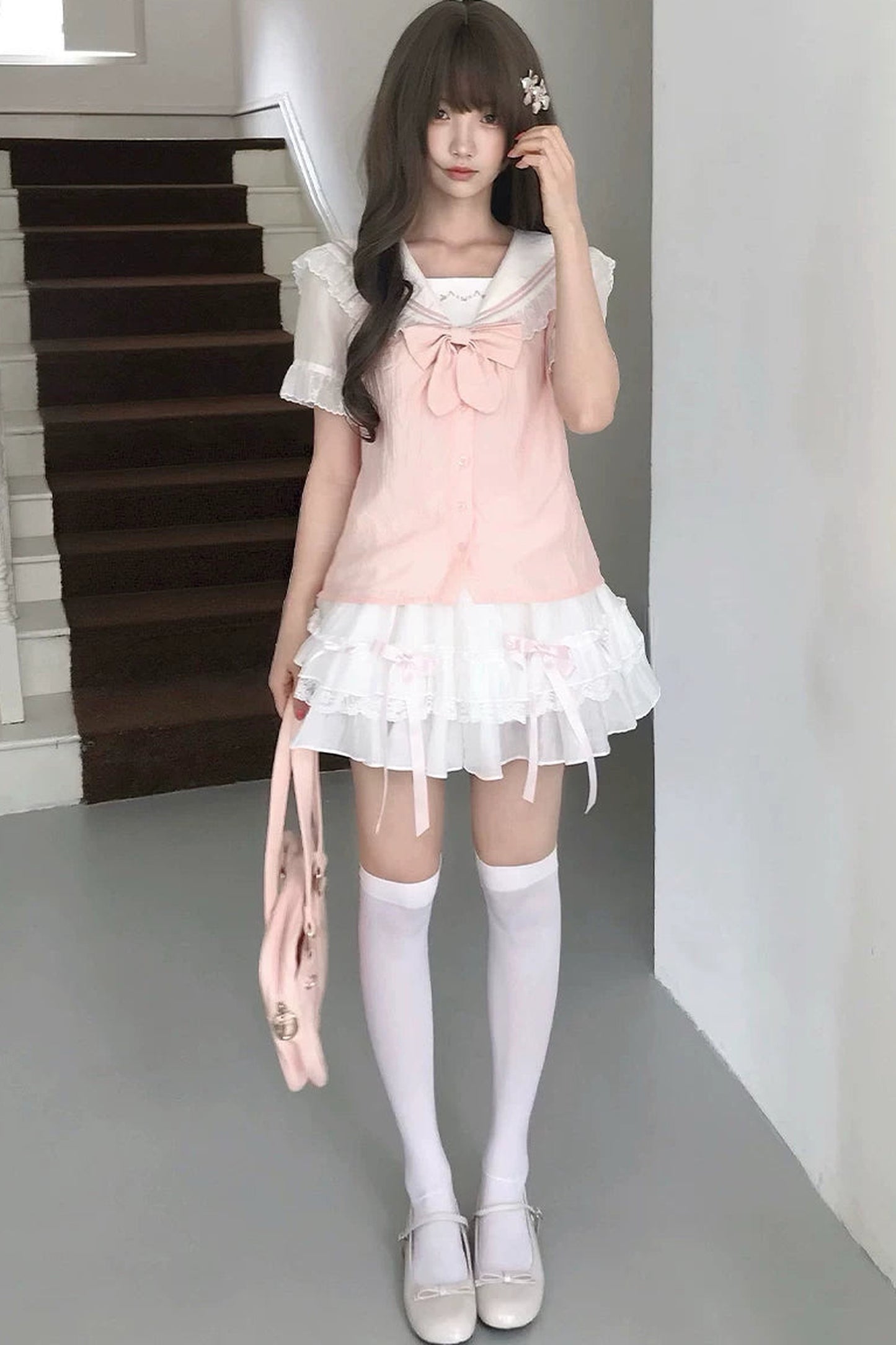 Milky Pink Sailor Top + Skirt