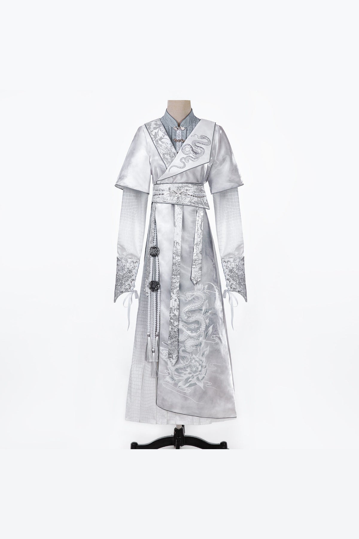 Silver Snake Improved Hanfu Dress and Jacket Set-Up