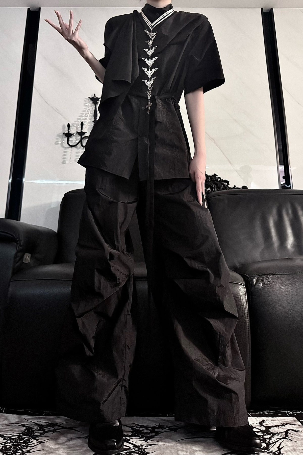 Fifth-Generation Top and Pleated Wide-Leg Pants Set