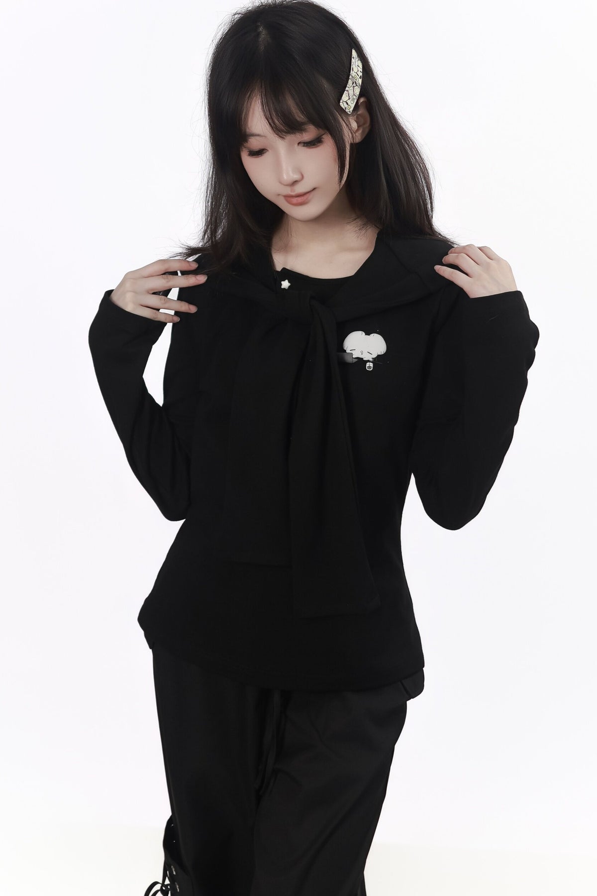 Three-Color Shawl Long-Sleeve