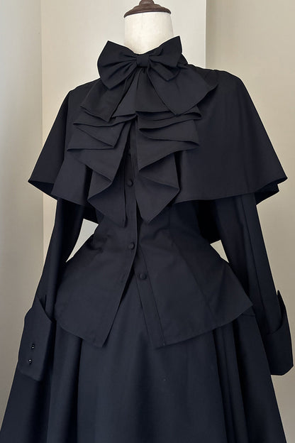 Gothic Long-Sleeved Shawl Shirt