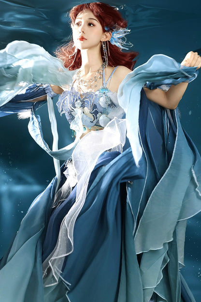 Exotic Mermaid Princess Hanfu Skirt and Camisole Set-Up