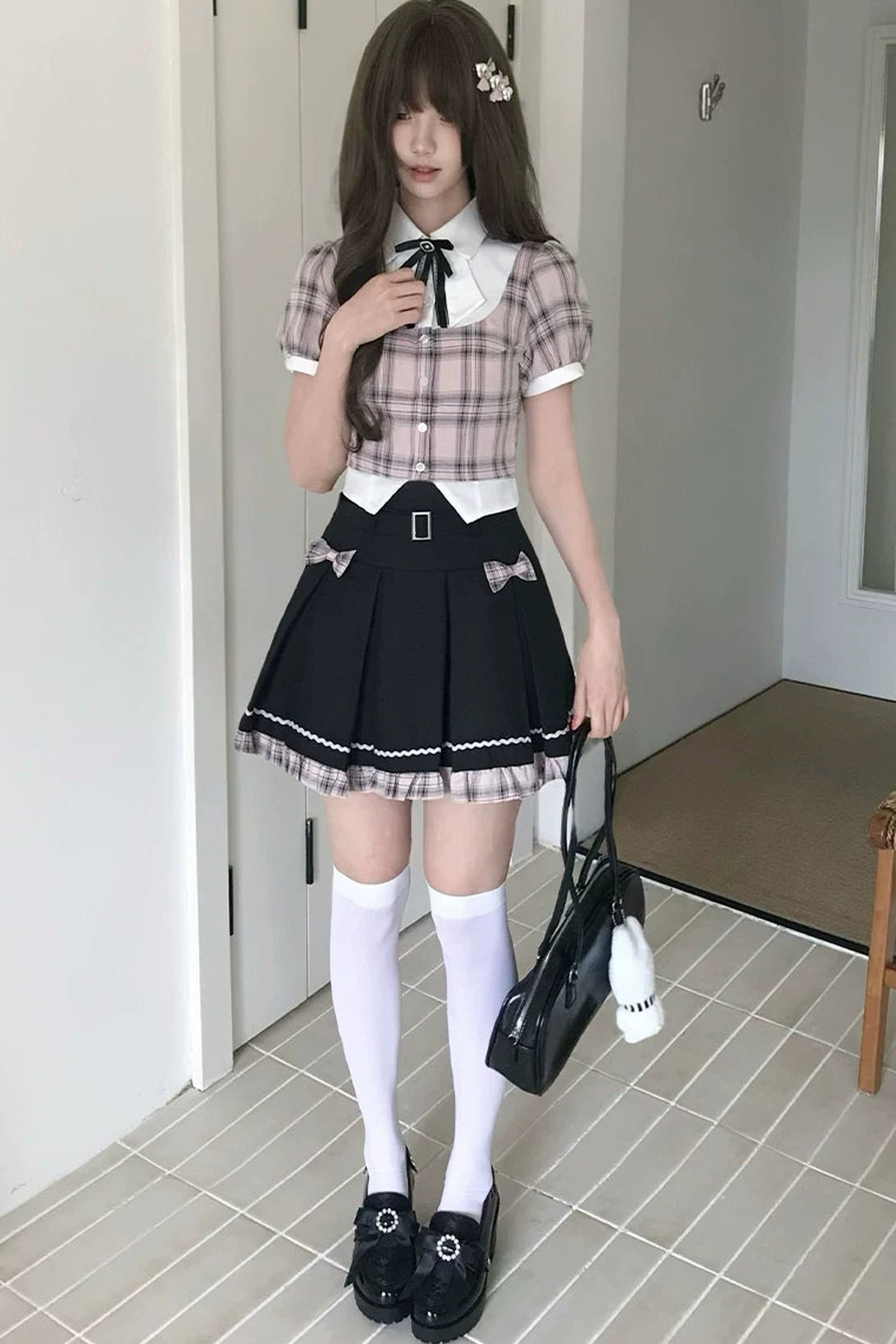 Pink Plaid School Set-Up