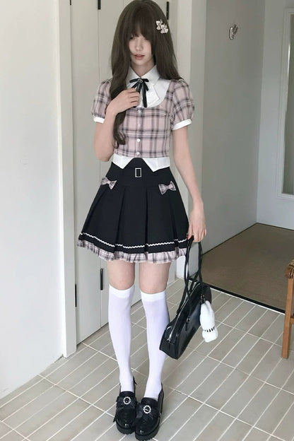 Pink Plaid School Set-Up