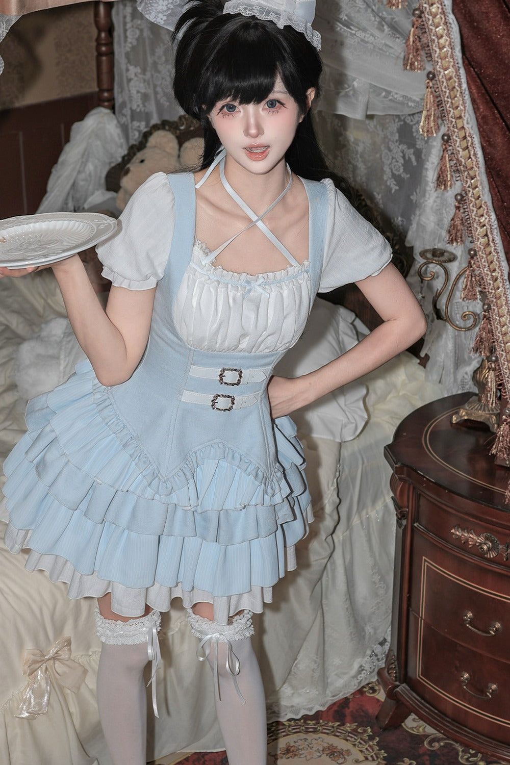 Cool Square Neck Four-Stage Dress