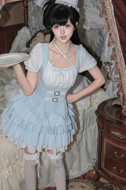Cool Square Neck Four-Stage Dress