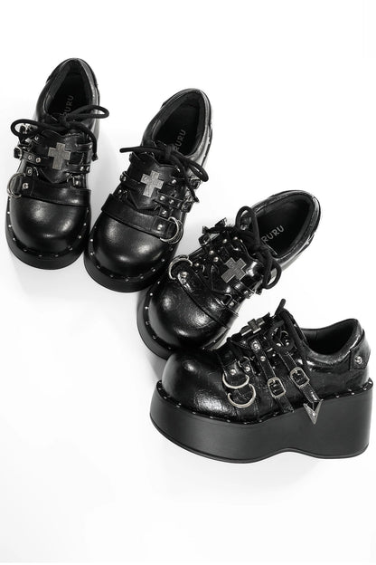 Y2K Punk Thick-Soled Leather Shoes