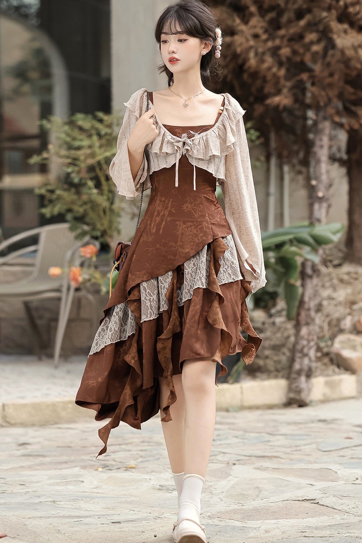 Dune Traveler Asymmetric Retro Dress Set
