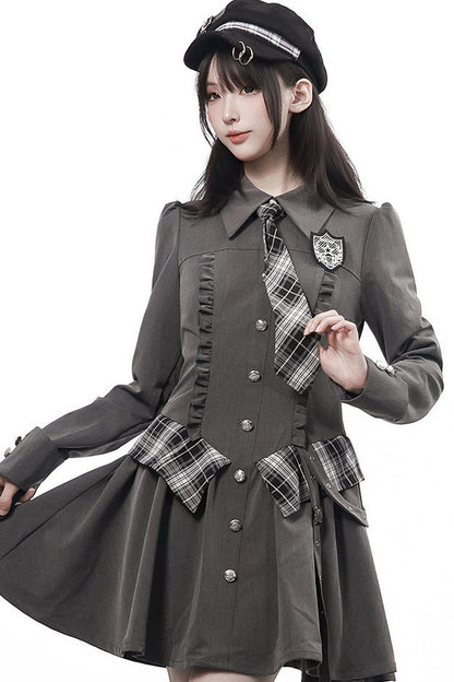 Striped Blazer Shirt Dress Set-Up