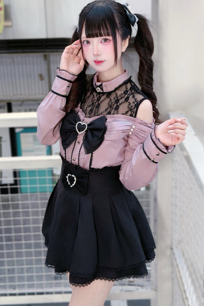 Japanese Lace Tencel Shirt And Skirt Set