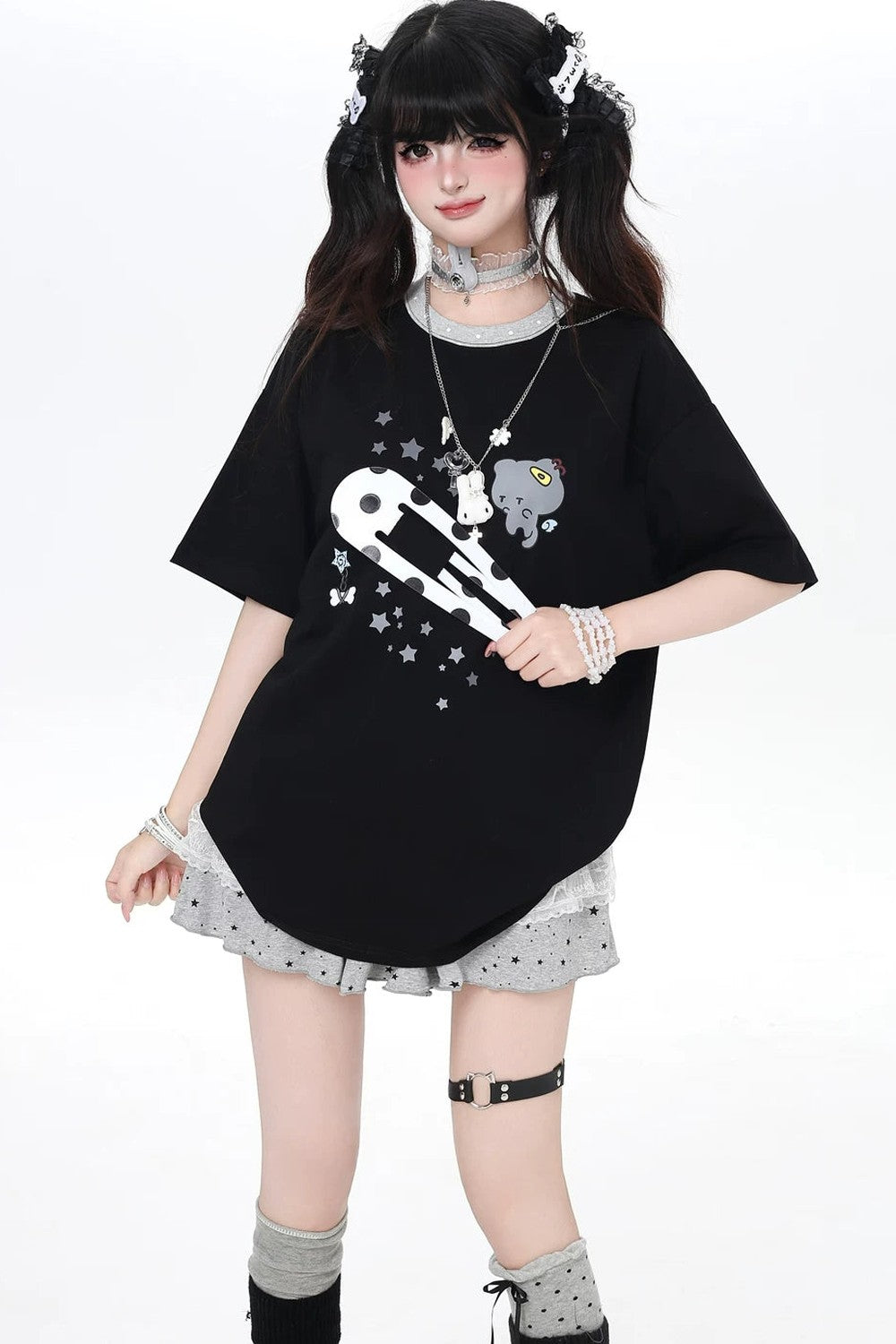 ねこクリップサブカルルーズTシャツ