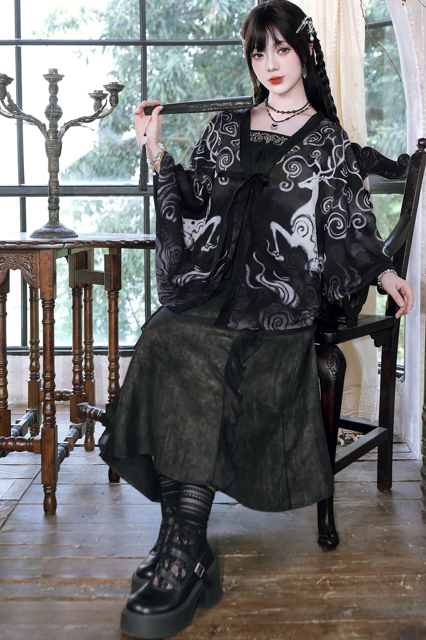 和柄チャイナシフォンケープ