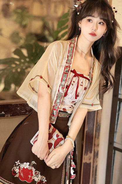 Little Apple New Chinese Style Suspender Skirt and Top Set-Up
