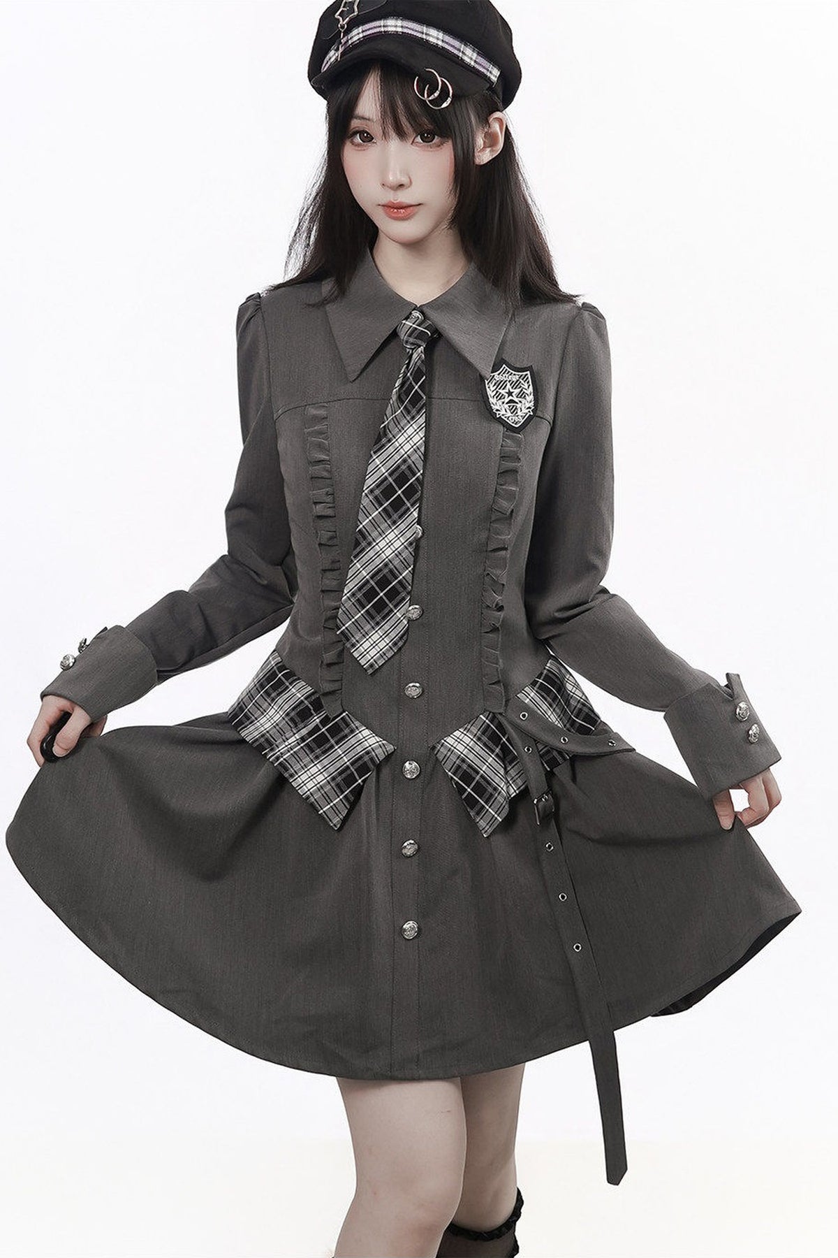 Striped Blazer Shirt Dress Set-Up