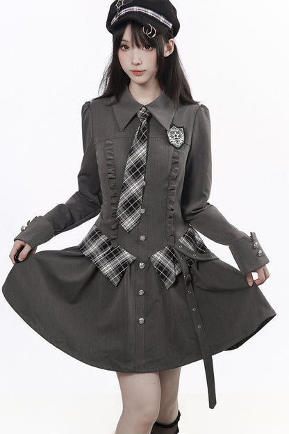 Striped Blazer Shirt Dress Set-Up