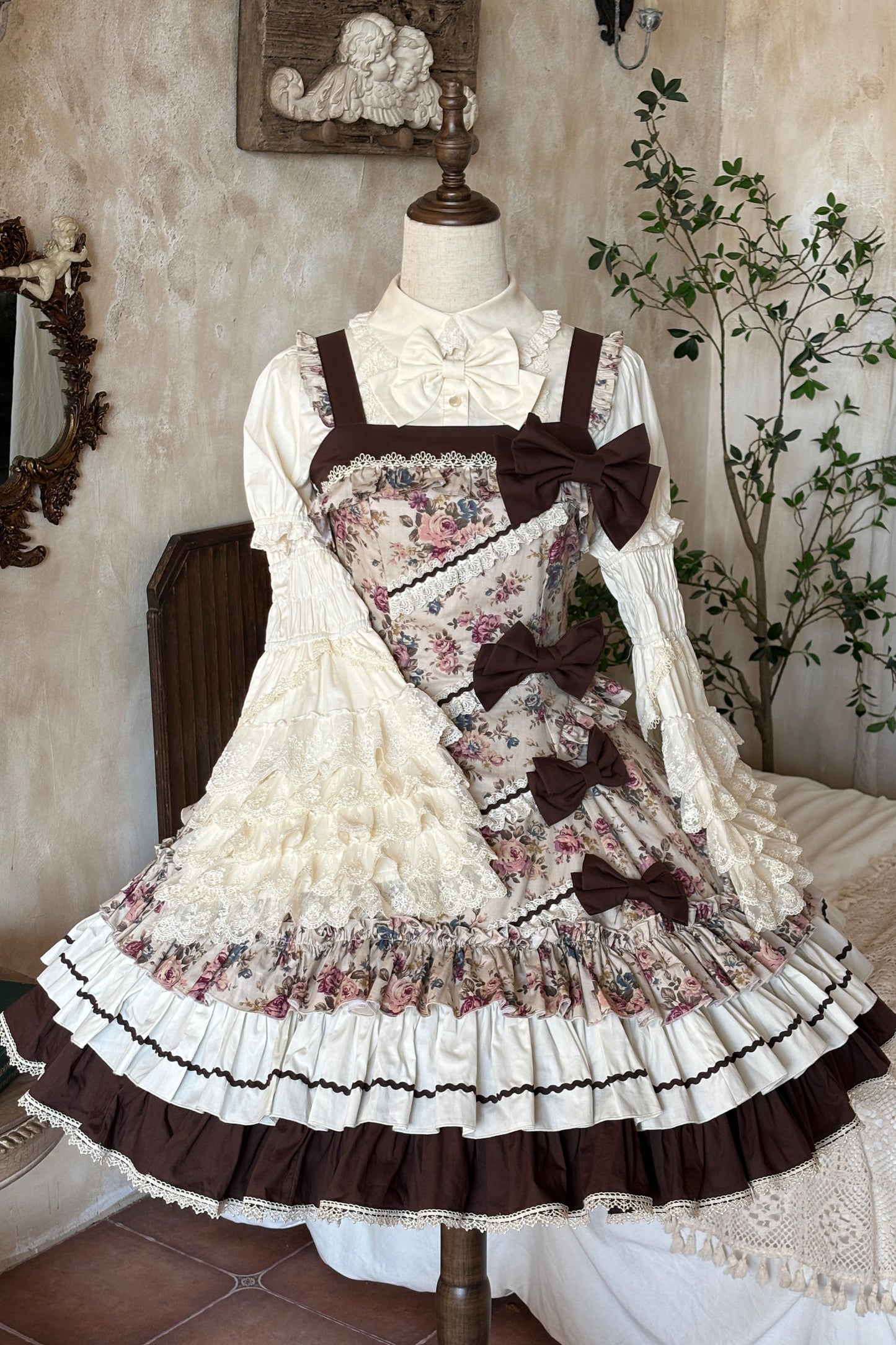 Vintage Floral Elegant Lolita Dress Set-Up