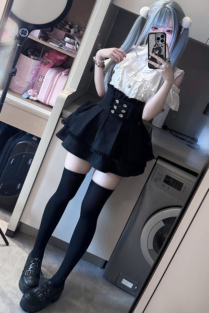 Cherry Short-Sleeve Shirt and Skirt Set-Up