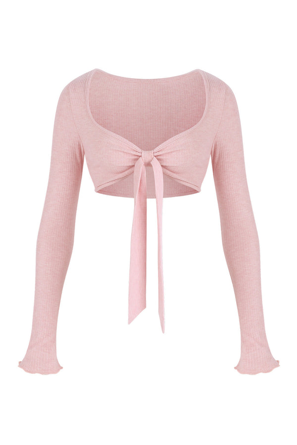 Pink Knitted Cardigan Floral Camisole and Skirt 3-Piece Set-Up
