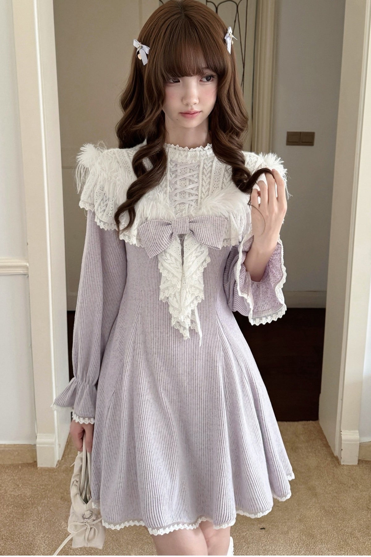 Robe en maille à épaules dénudées Wisteria