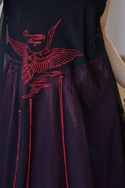 ブラック刺繍キャミソール×ロングスカートセット