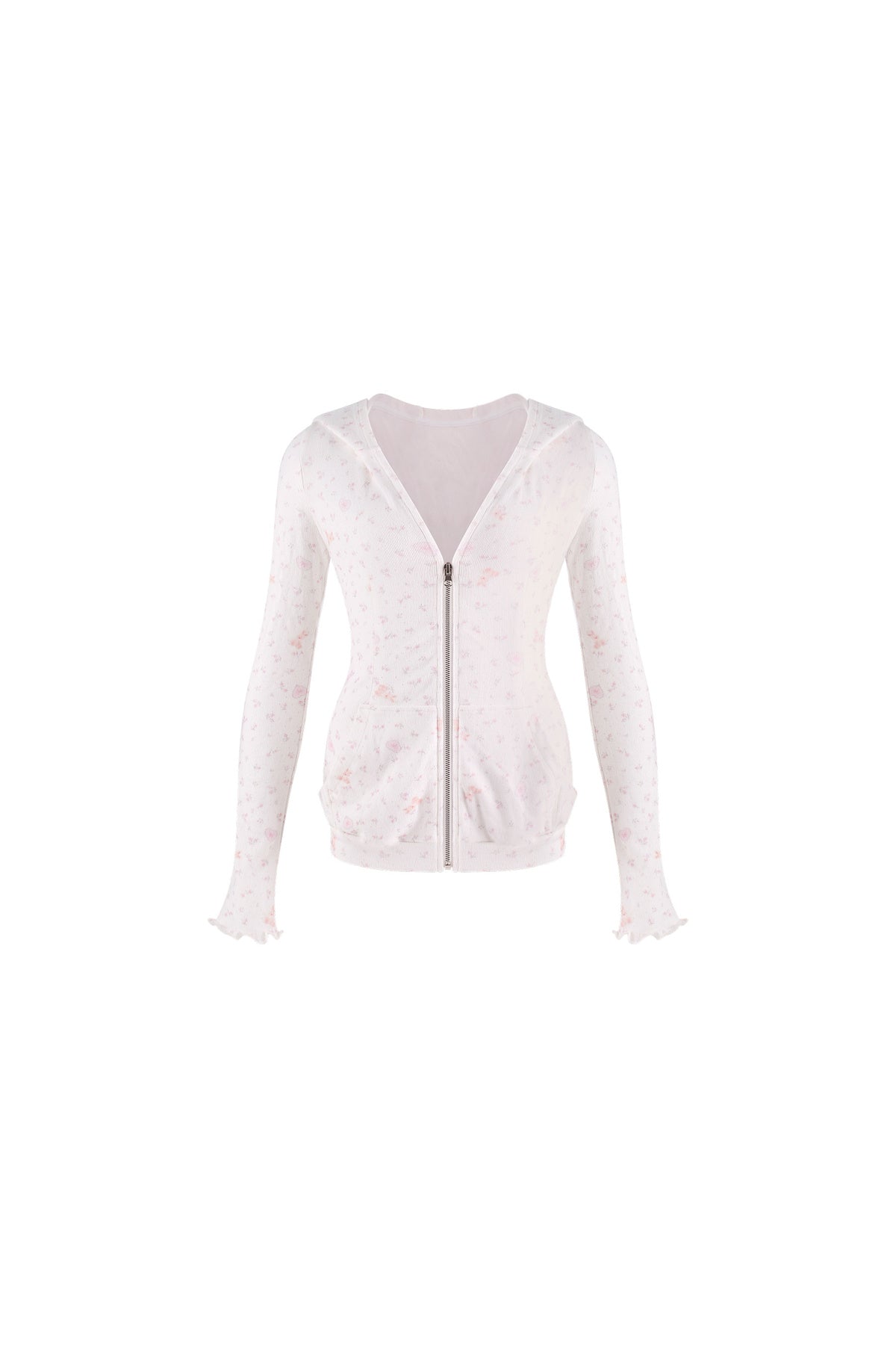 White Floral Jacket Pink Camisole and Pants 3-Piece Set-Up