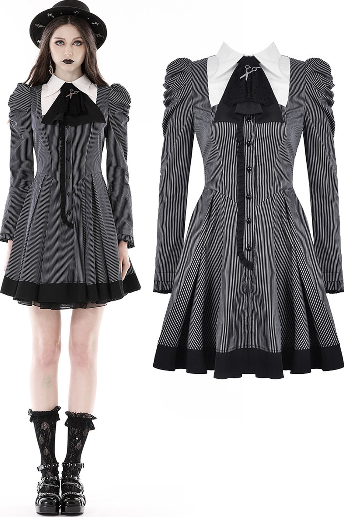Gothic Lady Striped Dress