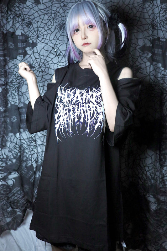 サブカルパンクオフショルTシャツ
